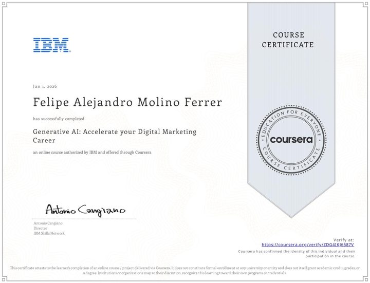 Certificate: Generative AI: Accelerate your Digital Marketing Career, IBM